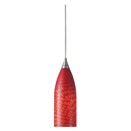 Elk Lighting One Light satin Nickel scarlet Red Glass Down Mini Pendant 522-1sC-LA